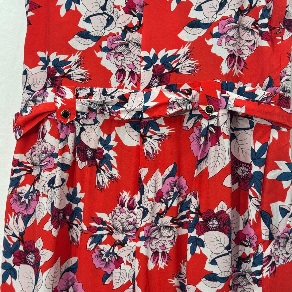 Anthropologie Yumi Kim 100% Silk Floral Jumpsuit SM Red Sleeveless Romantic - Picture 6 of 12